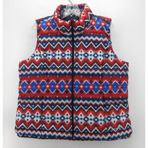 Lands End Vest Large Down Puffer Coat Aztec Southwestern Insulated